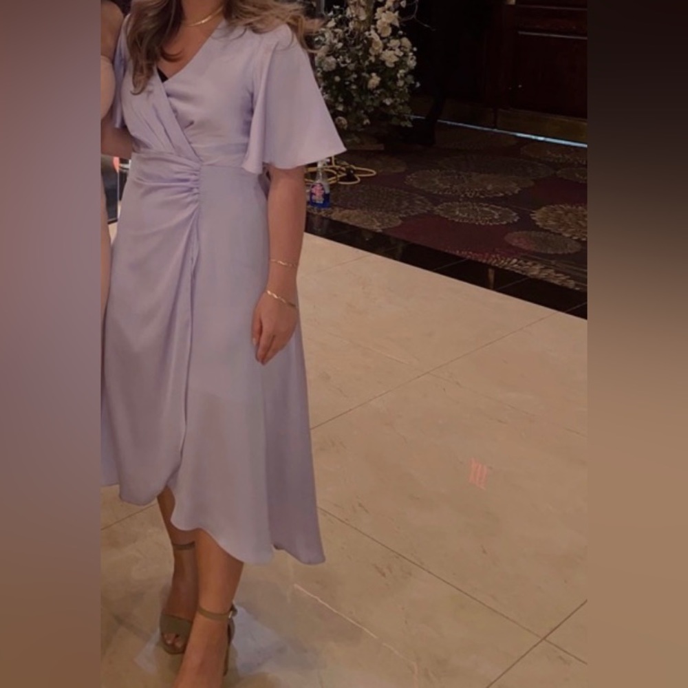 Floret Studios Lilac Satin Midi Dress